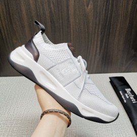 Berluti Shadow Spring Knitted Leather Sneakers For Men White