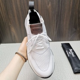 Berluti Shadow Spring Knitted Leather Sneakers For Men White