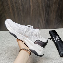Berluti Shadow Spring Knitted Leather Sneakers For Men White