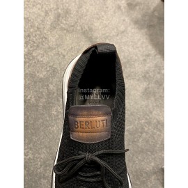 Berluti Shadow Spring Knitted Leather Sneakers For Men Black