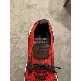 Berluti Shadow Spring Knitted Leather Sneakers For Men Red
