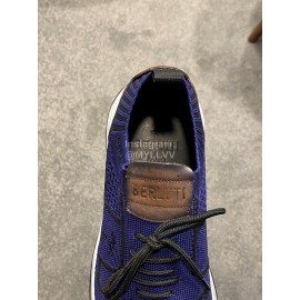 Berluti Shadow Spring Knitted Leather Sneakers For Men Blue