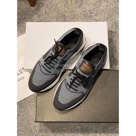 Berluti Shadow Spring Knitted Leather Sneakers Gray For Men 