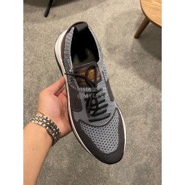 Berluti Shadow Spring Knitted Leather Sneakers Gray For Men 