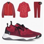 Berluti Shadow Spring Knitted Leather Sneakers Red For Men 