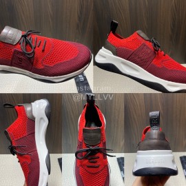 Berluti Shadow Spring Knitted Leather Sneakers Red For Men 