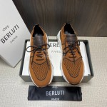 Berluti Shadow Spring Knitted Leather Sneakers For Men Brown