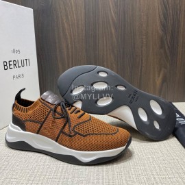 Berluti Shadow Spring Knitted Leather Sneakers For Men Brown