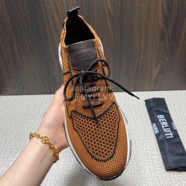 Berluti Shadow Spring Knitted Leather Sneakers For Men Brown