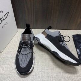 Berluti Shadow Spring Gray Knitted Leather Sneakers For Men 