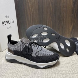 Berluti Shadow Spring Gray Knitted Leather Sneakers For Men 