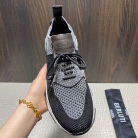 Berluti Shadow Spring Gray Knitted Leather Sneakers For Men 