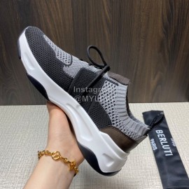 Berluti Shadow Spring Gray Knitted Leather Sneakers For Men 