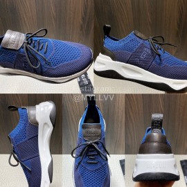 Berluti Shadow Spring Knitted Leather Sneakers Blue For Men 