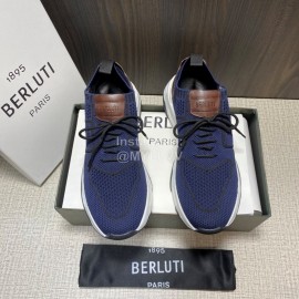 Berluti Shadow Spring Blue Knitted Leather Sneakers For Men 