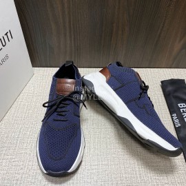 Berluti Shadow Spring Blue Knitted Leather Sneakers For Men 
