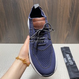 Berluti Shadow Spring Blue Knitted Leather Sneakers For Men 