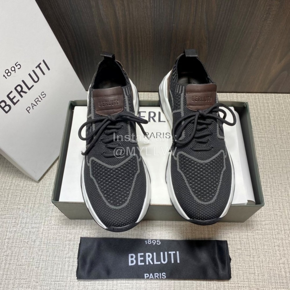 Berluti Shadow Spring Knitted Leather Sneakers For Men 