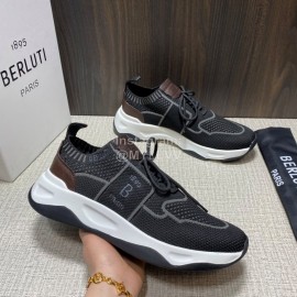 Berluti Shadow Spring Knitted Leather Sneakers For Men 
