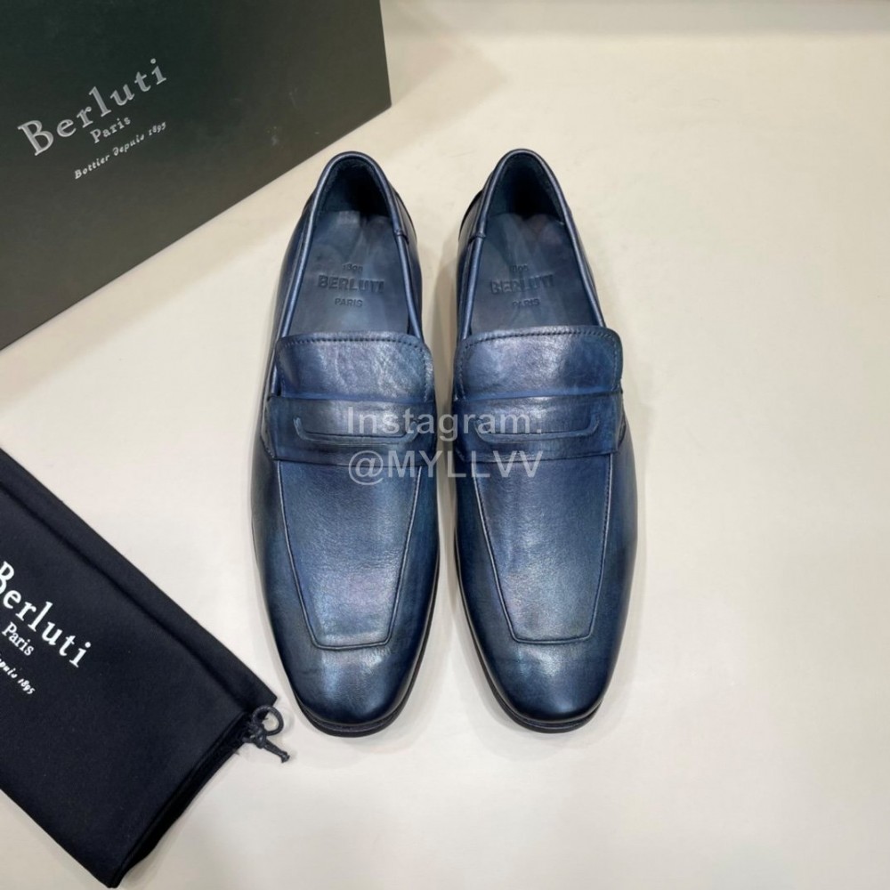 Berluti Fashion Leather Casual Shoes For Men Navy