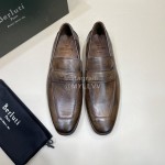 Berluti Fashion Leather Casual Shoes For Men Coffee
