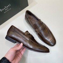 Berluti Fashion Leather Casual Shoes For Men Coffee
