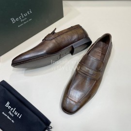 Berluti Fashion Leather Casual Shoes For Men Coffee