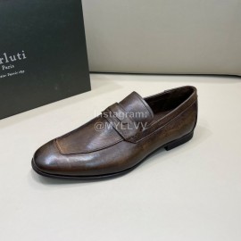 Berluti Fashion Leather Casual Shoes For Men Coffee