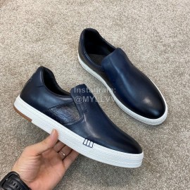 Berluti Stellar Fashion Leather Casual Shoes For Men Navy