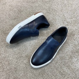 Berluti Stellar Fashion Leather Casual Shoes For Men Navy