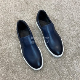 Berluti Stellar Fashion Leather Casual Shoes For Men Navy
