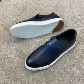 Berluti Stellar Fashion Leather Casual Shoes For Men Navy