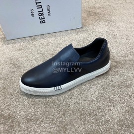 Berluti Stellar Fashion Leather Casual Shoes For Men Navy