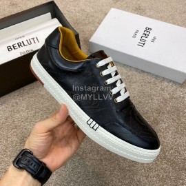 Berluti Stellar Fashion Leather Lace Up Casual Shoes For Men Black