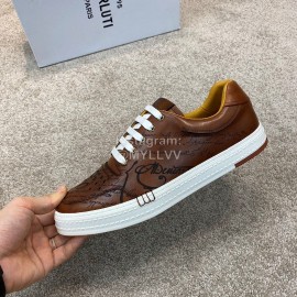 Berluti Stellar Fashion Leather Lace Up Casual Shoes For Men Brown