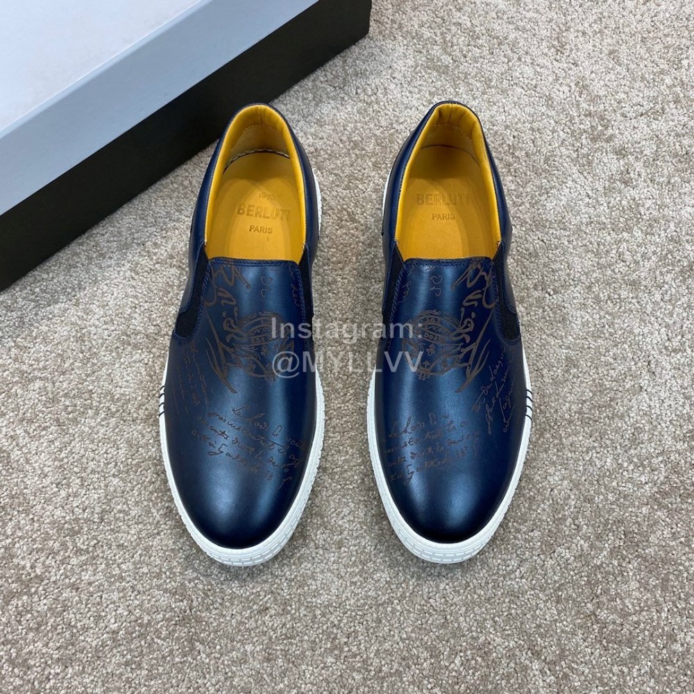 Berluti Stellar New Leather Casual Shoes For Men Navy