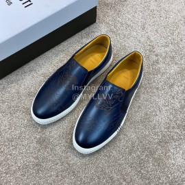 Berluti Stellar New Leather Casual Shoes For Men Navy
