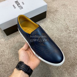 Berluti Stellar New Leather Casual Shoes For Men Navy