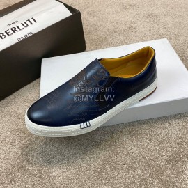 Berluti Stellar New Leather Casual Shoes For Men Navy