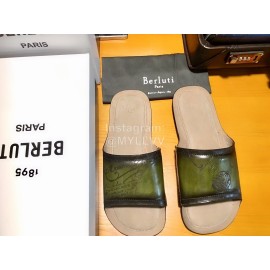 Berluti Stellar Calf Leather Casual Slippers For Men Green