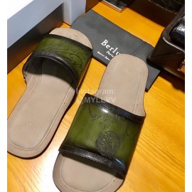 Berluti Stellar Calf Leather Casual Slippers For Men Green