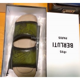 Berluti Stellar Calf Leather Casual Slippers For Men Green