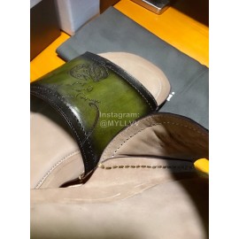 Berluti Stellar Calf Leather Casual Slippers For Men Green