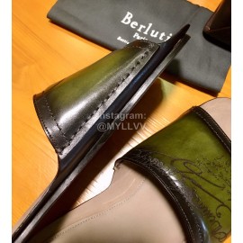 Berluti Stellar Calf Leather Casual Slippers For Men Green