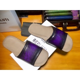 Berluti Stellar Calf Leather Casual Slippers For Men Purple