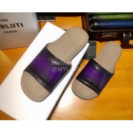 Berluti Stellar Calf Leather Casual Slippers For Men Purple