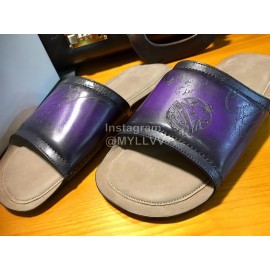 Berluti Stellar Calf Leather Casual Slippers For Men Purple