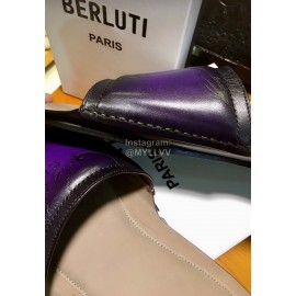 Berluti Stellar Calf Leather Casual Slippers For Men Purple
