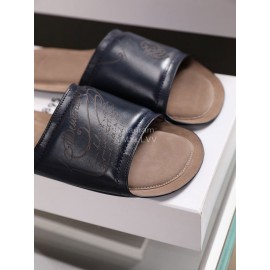 Berluti Stellar New Calf Leather Casual Slippers For Men Navy