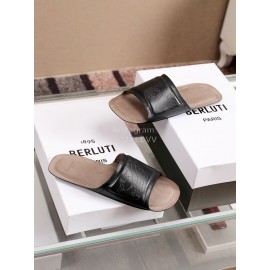 Berluti Stellar New Calf Leather Casual Slippers For Men Black